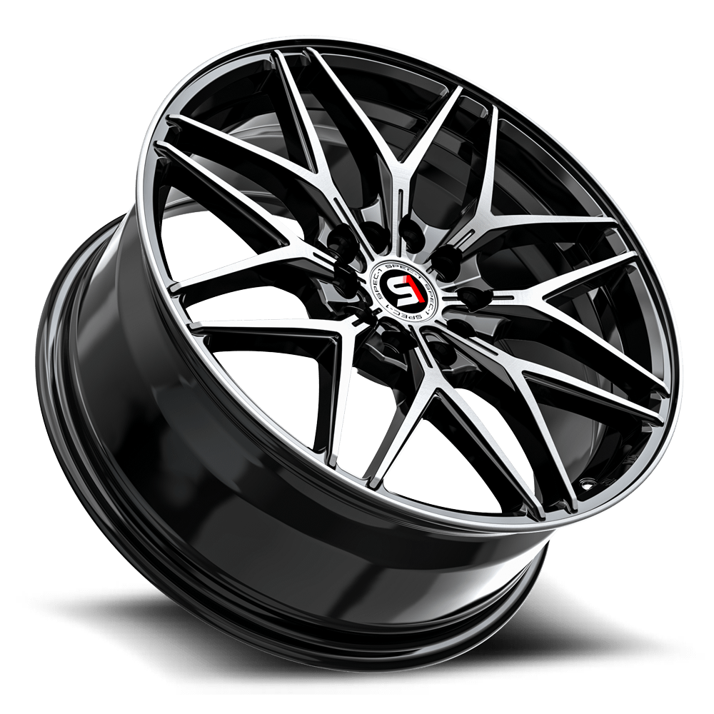 Set 4 17" Spec-1 SP-60 Gloss Black & Machined 17x7.5 Wheels 5x110 5x4.5 42mm Rims