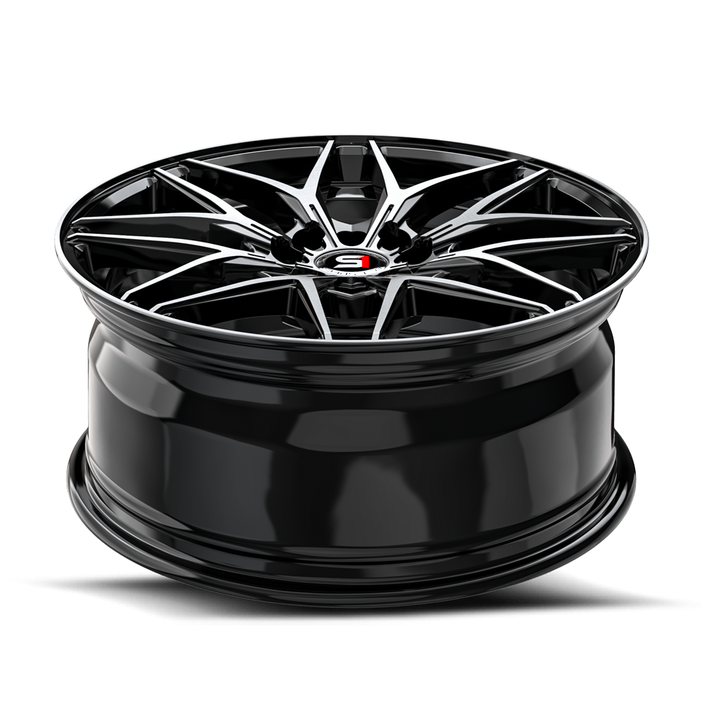 Set 4 17" Spec-1 SP-60 Gloss Black & Machined 17x7.5 Wheels 5x110 5x4.5 42mm Rims