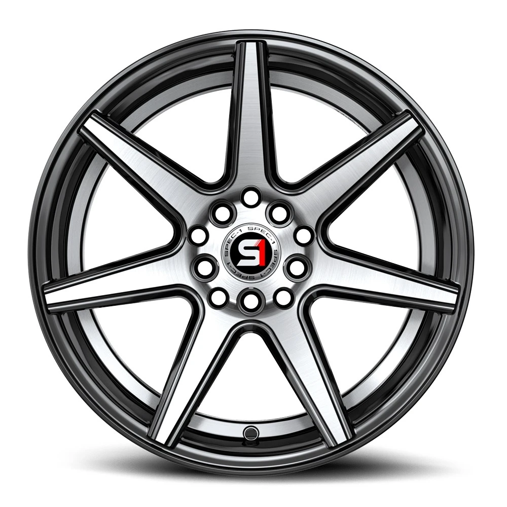 18" Spec-1 SP-73 Gloss Black Machined & Undercut 18x8 Wheel 5x100 5x4.5 38mm Rim
