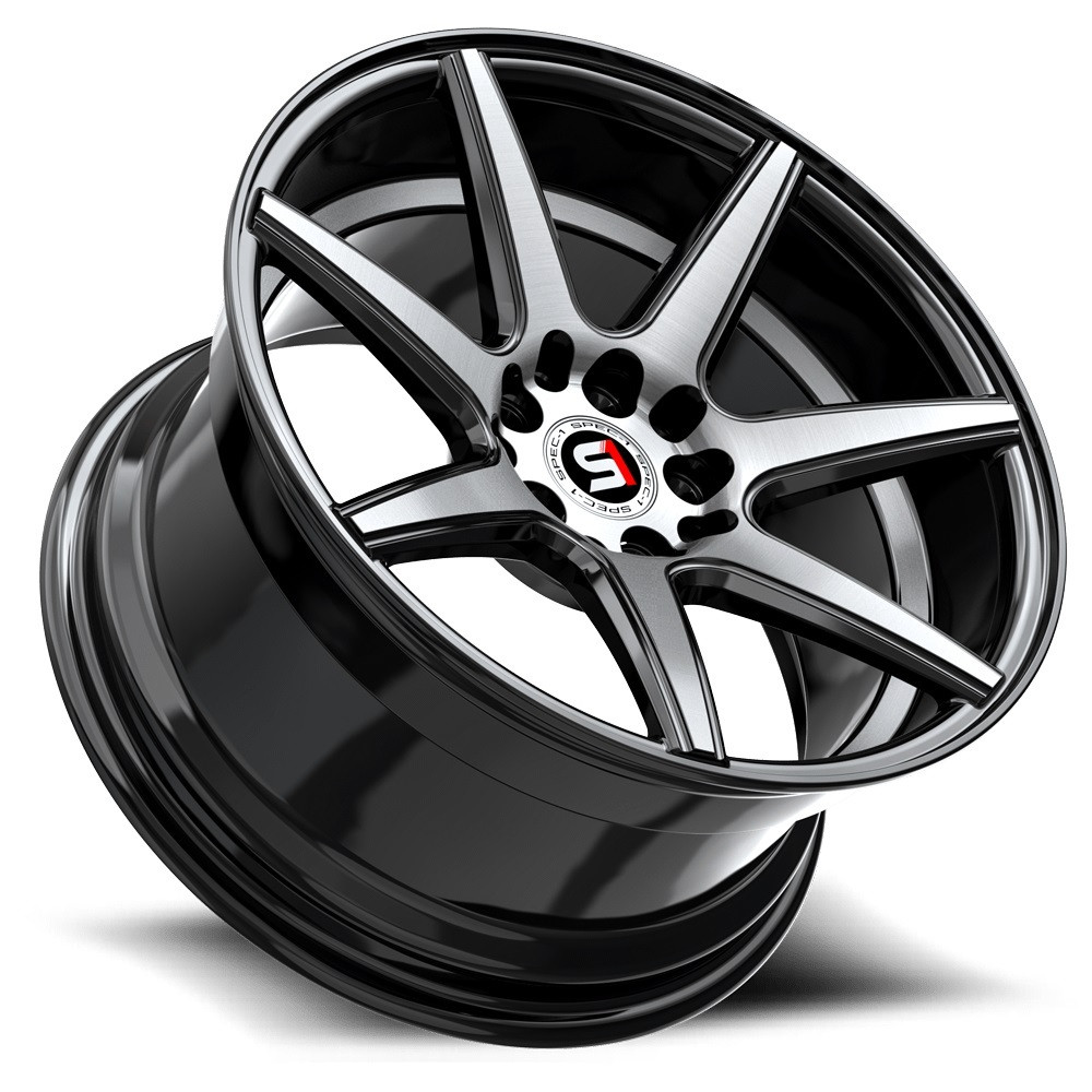 Set 4 18" Spec-1 SP-73 Gloss Black & Machined 18x8 Wheels 5x100 5x4.5 38mm Rims