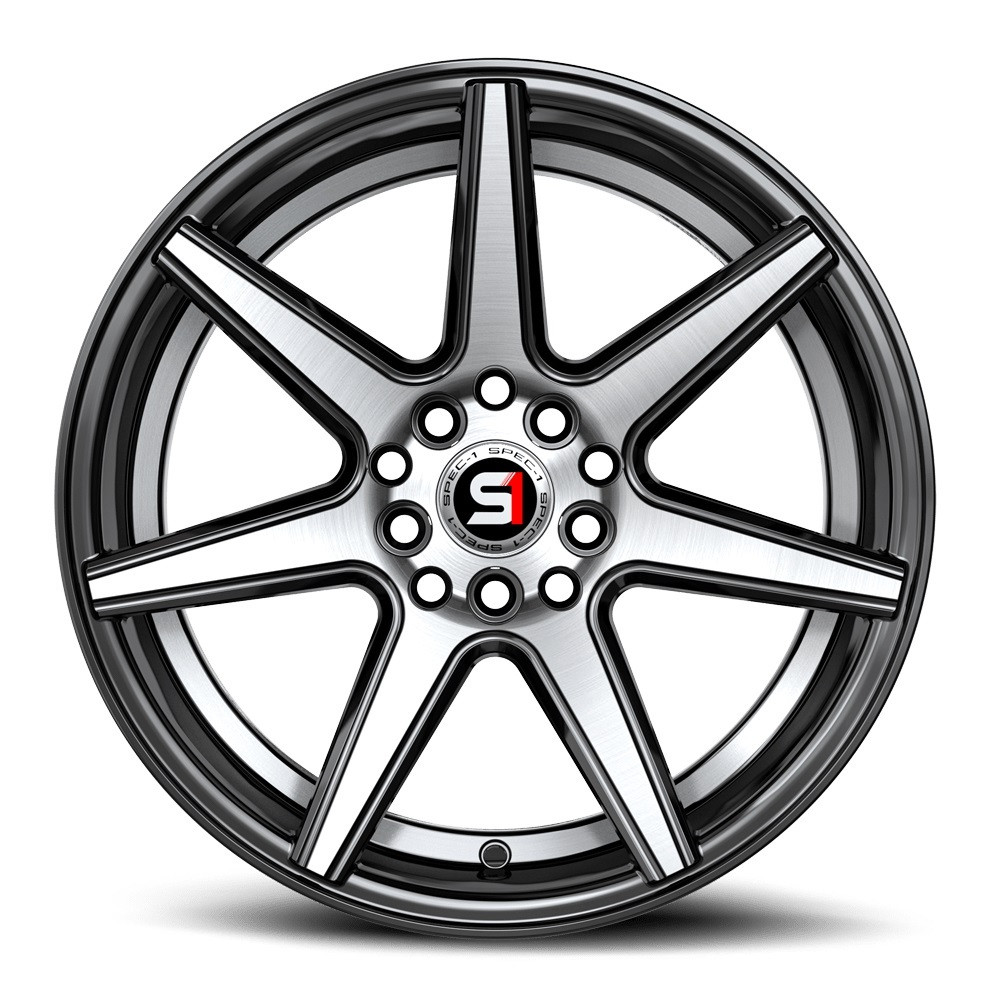 Set 4 18" Spec-1 SP-73 Gloss Black & Machined 18x8 Wheels 5x100 5x4.5 38mm Rims