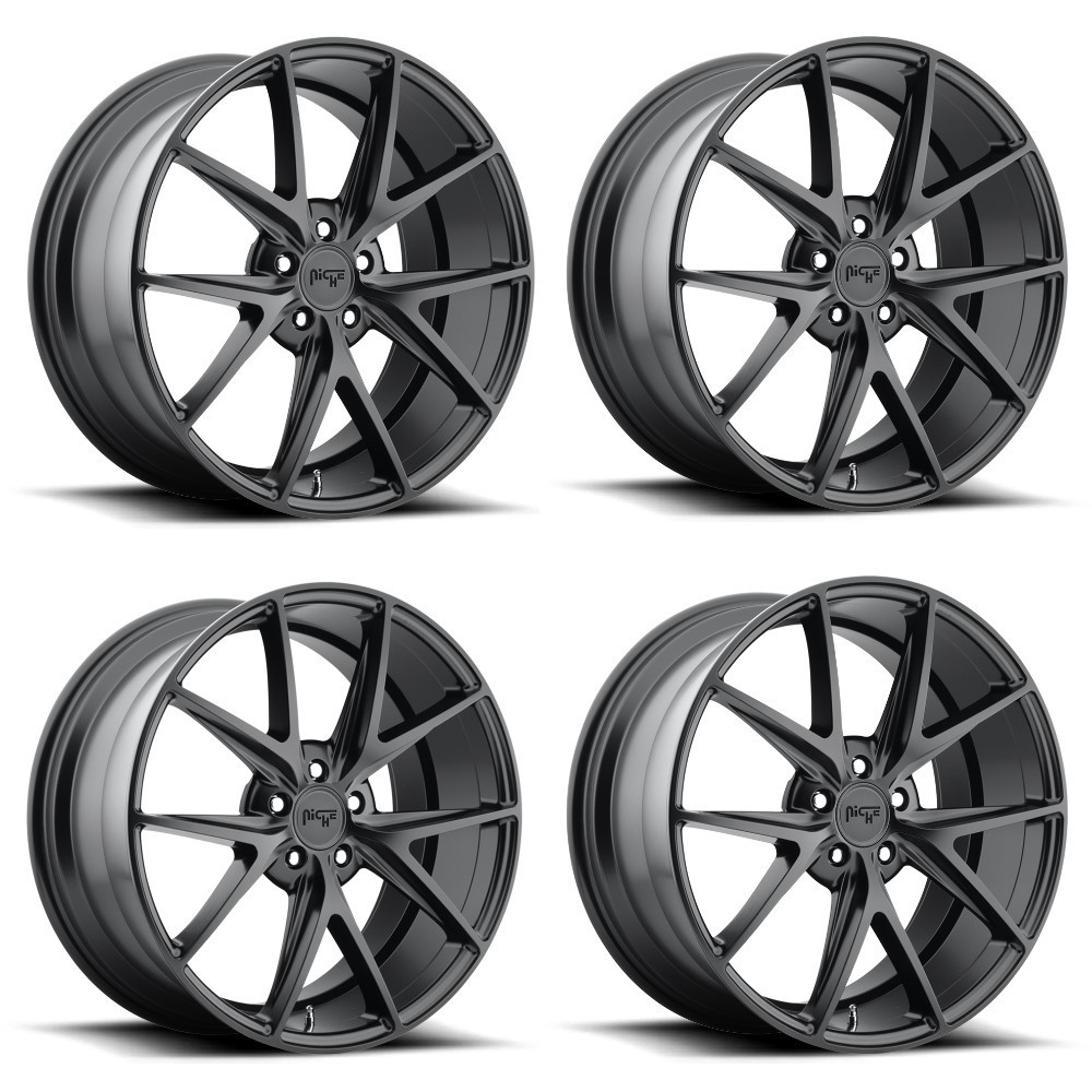 Set 4 22" Niche M117 Misano 22x9 5x112 38mm Matte Black Wheels Luxury Car SUV Rims