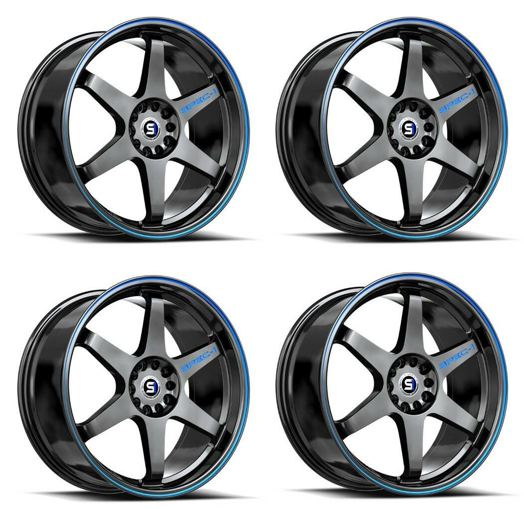 Spec-1 SPT-33 Wheels 17 Inch 5x4.5 (5x114.3) 5x120 Gloss Black & Blue