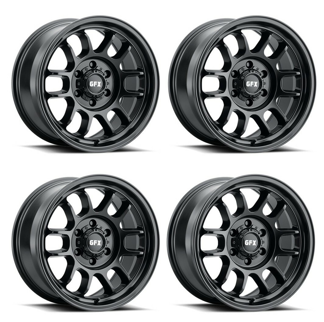 Set 4 17" Voxx G-FX TR28 Matte Black 17x8.5 Wheels 6x5.5  -6mm For Chevy GMC Ram