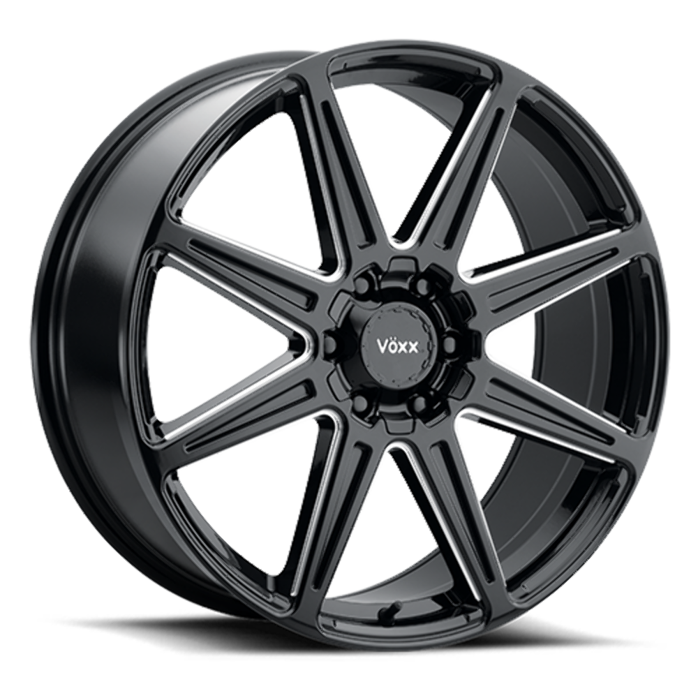 20" Voxx Rocca Gloss Black Milled 20x8.5 Wheel 5x5 5x5.5 35mm Rim For Jeep Ram