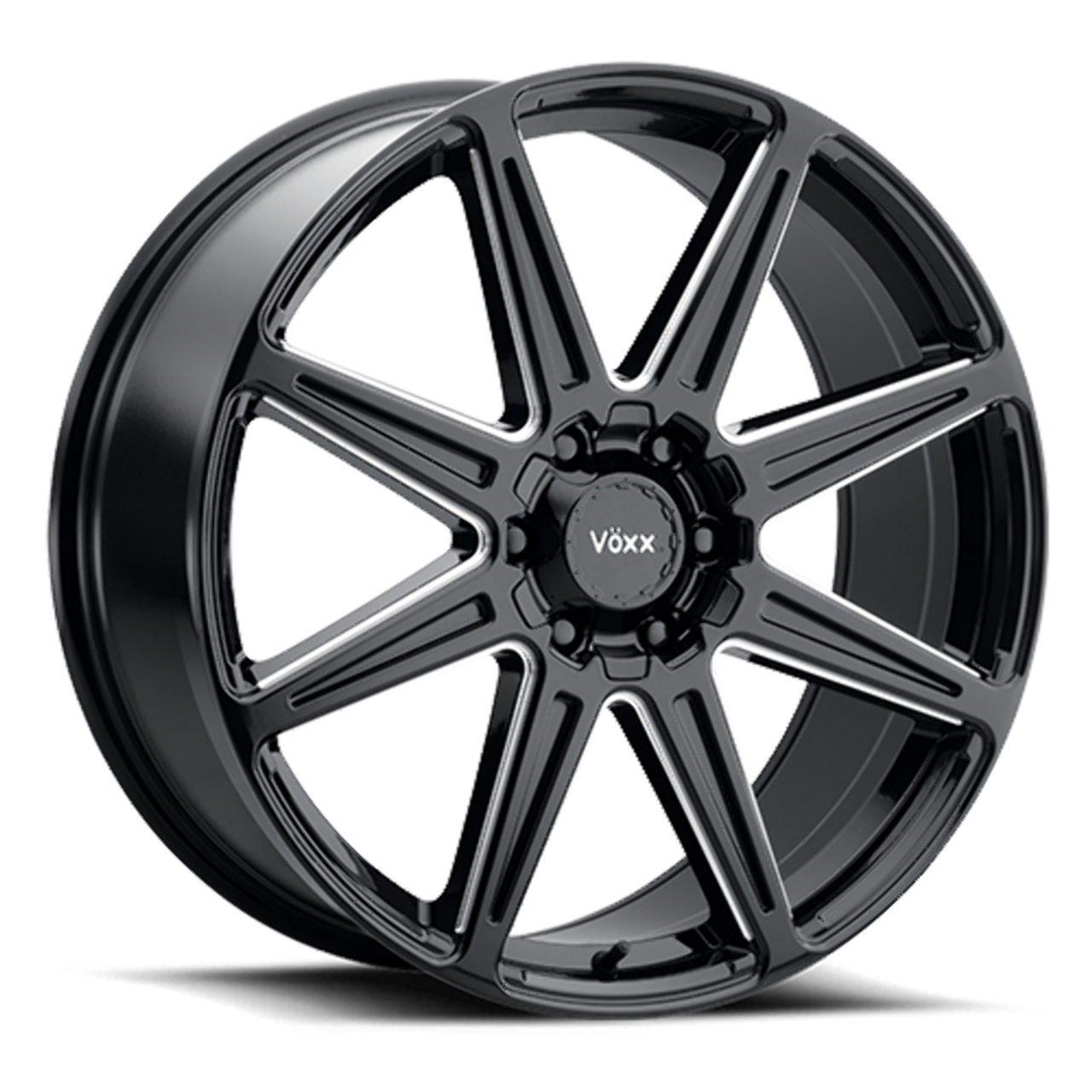 20" Voxx Rocca Gloss Black Milled 20x8.5 Wheel 6x135 6x5.5 35mm Rim