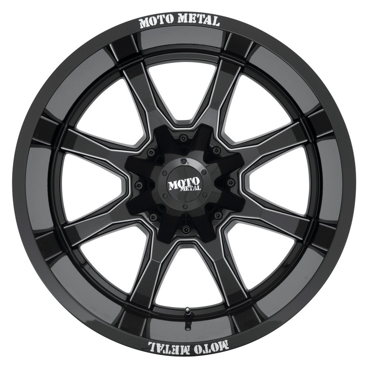 Moto Metal MO970 20x10 6x135 6x5.5 Gloss Black Milled Lip 20" -24mm Lifted Wheel