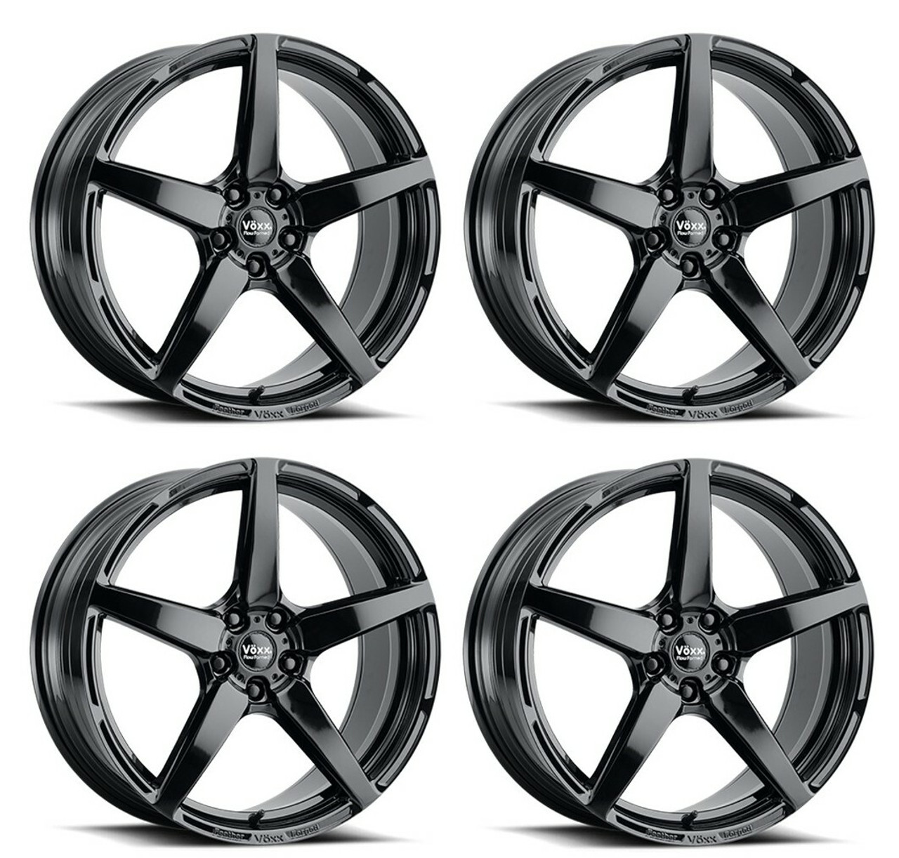 Set 4 18" Voxx Modena Gloss Black 18x8.5 Wheels 5x112  32mm Rims