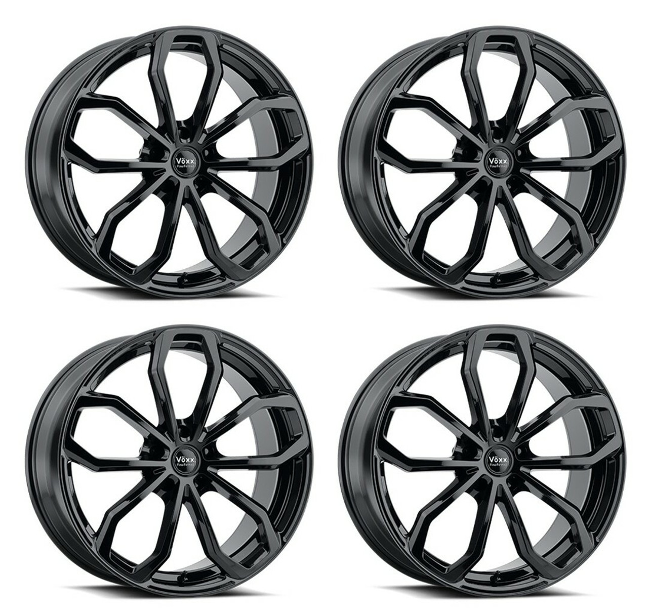 Set 4 19" Voxx Malta Gloss Black 19x9.5 Wheels 5x112  35mm Rims