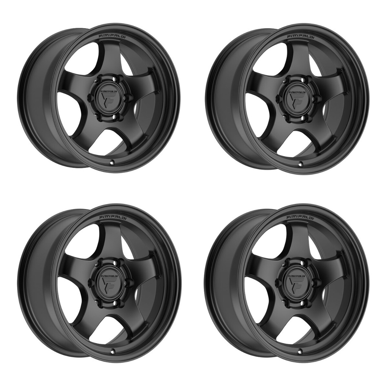 Set 4 17" Fittipaldi Offroad FT111SB Satin Black 17x8.5 Wheels 6x5.5 25mm Rims