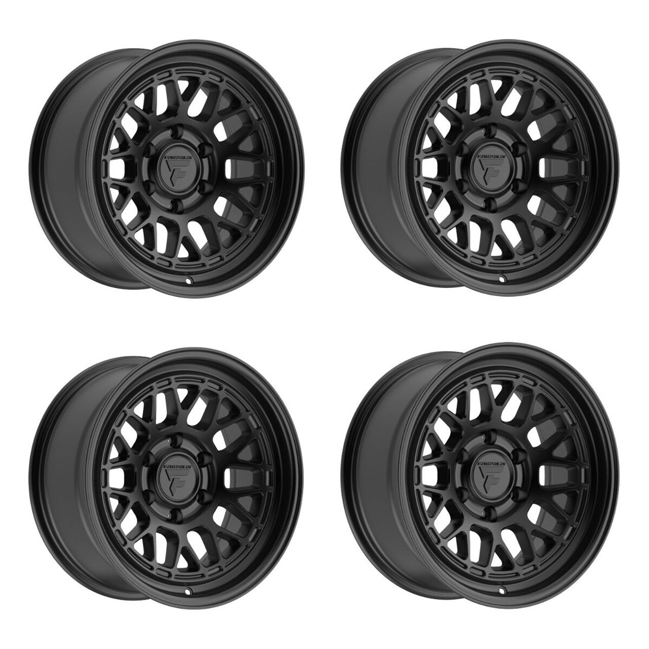 Set 4 17" Fittipaldi Offroad FT113SB Satin Black 17x8.5 Wheels 6x5.5 -06mm Rims