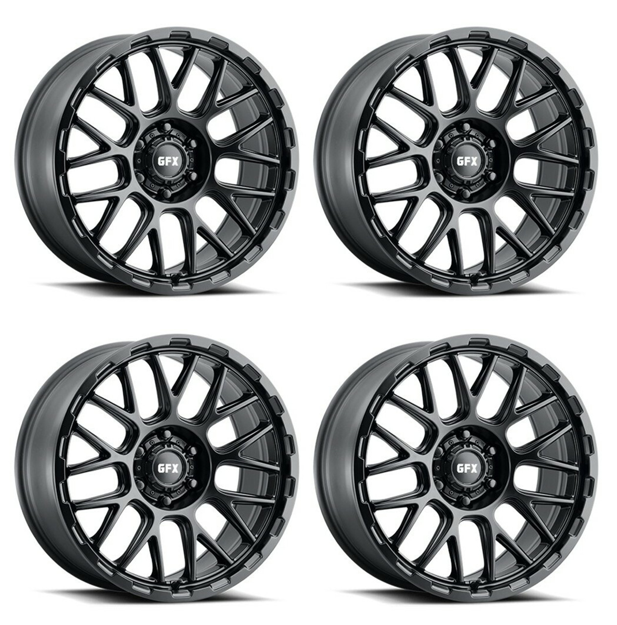 Set 4 18" Voxx G-FX TM7 Matte Black 18x9 Wheels 5x5  0mm Rims For Jeep
