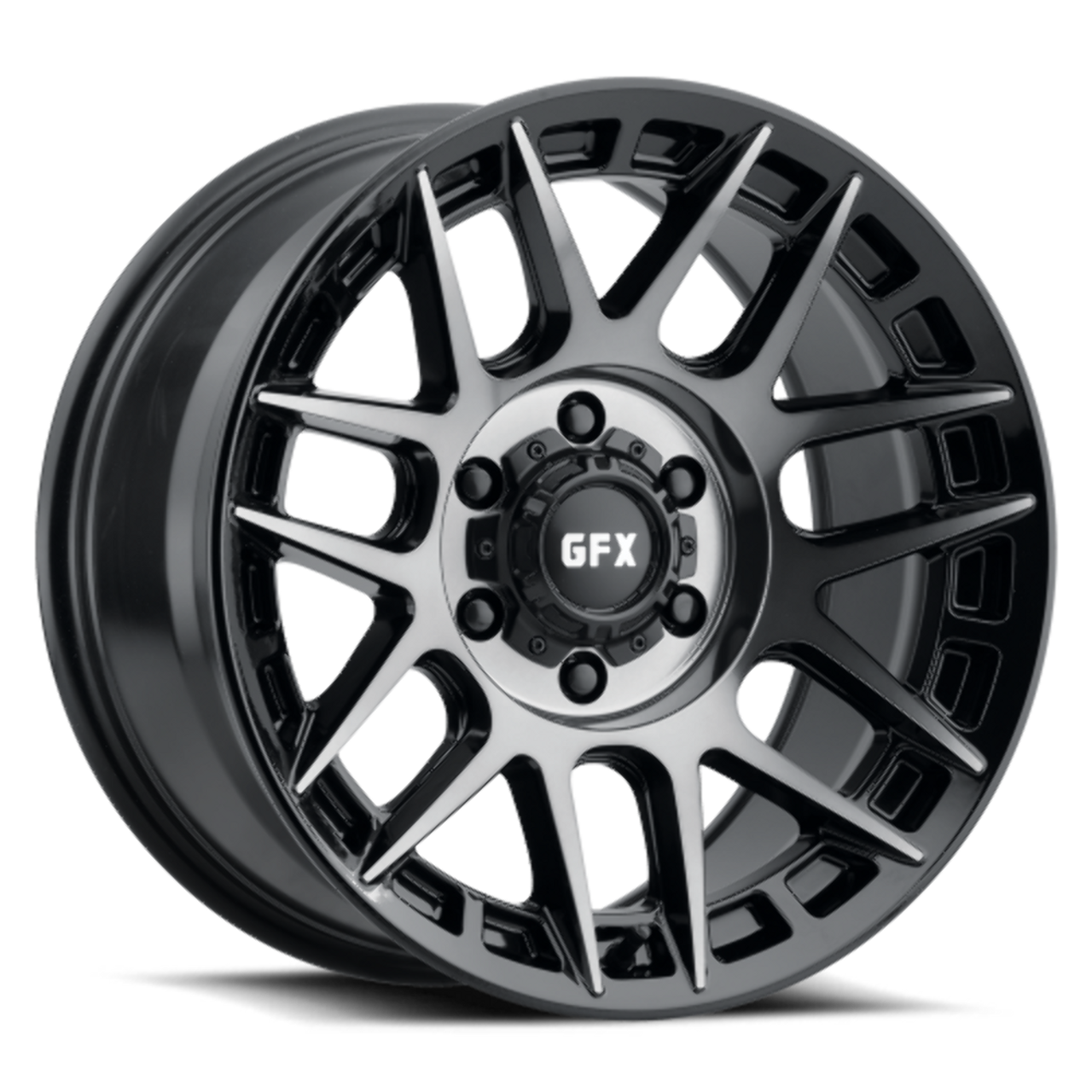 Set 4 18" Voxx G-FX TM8 Gloss Black with Dark Tint 18x9 Wheels 6x5.5 0mm Rims