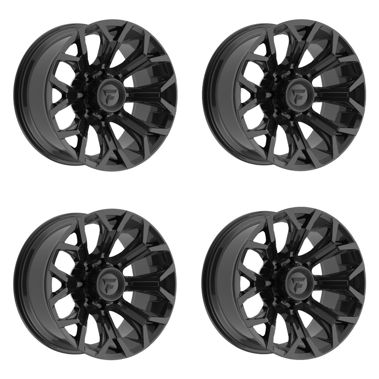 Set 4 22" Fittipaldi Offroad FA21B Gloss Black 22x12 Wheels 8x6.5 -44mm Rims