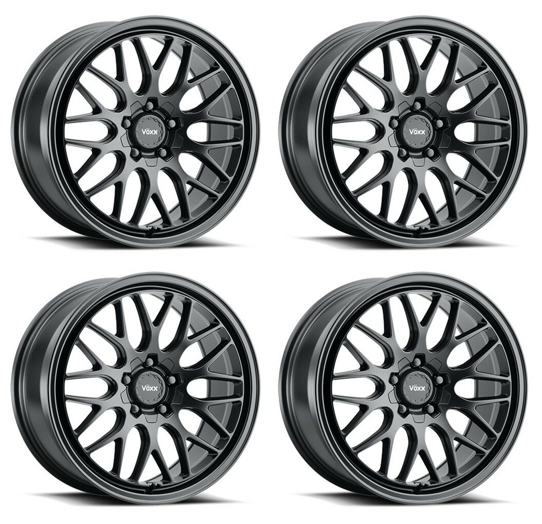 Set 4 18" Voxx Nogara Matte Black 18x8 Wheels 5x115 5x120 20mm Rims