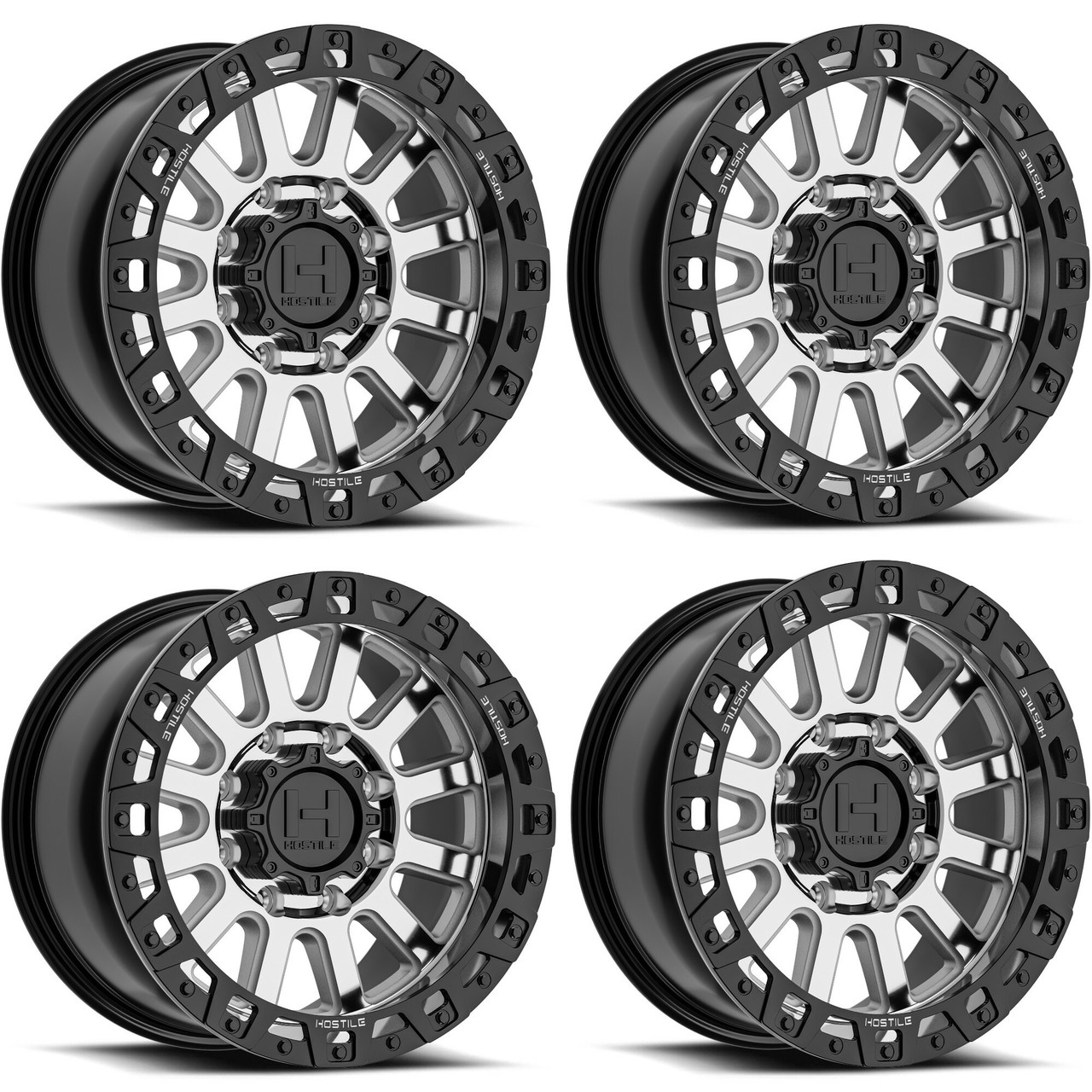 Set 4 20" Hostile H139 Dominator Machined 20x9 Wheels 8x170 1mm For Ford Rims