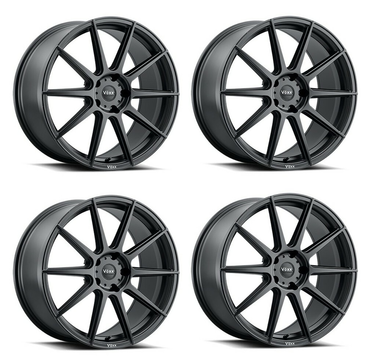 Set 4 20" Voxx Lucca Matte Black 20x9 Wheels 5x120  34mm Rims