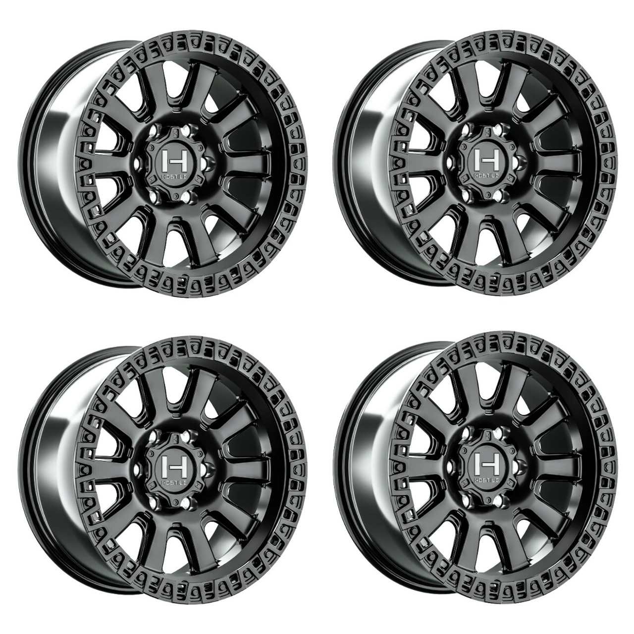 Set 4 20" Hostile H138 Crawler Asphalt 20x9 Wheels 6x5.5 1mm Truck Suv Rims