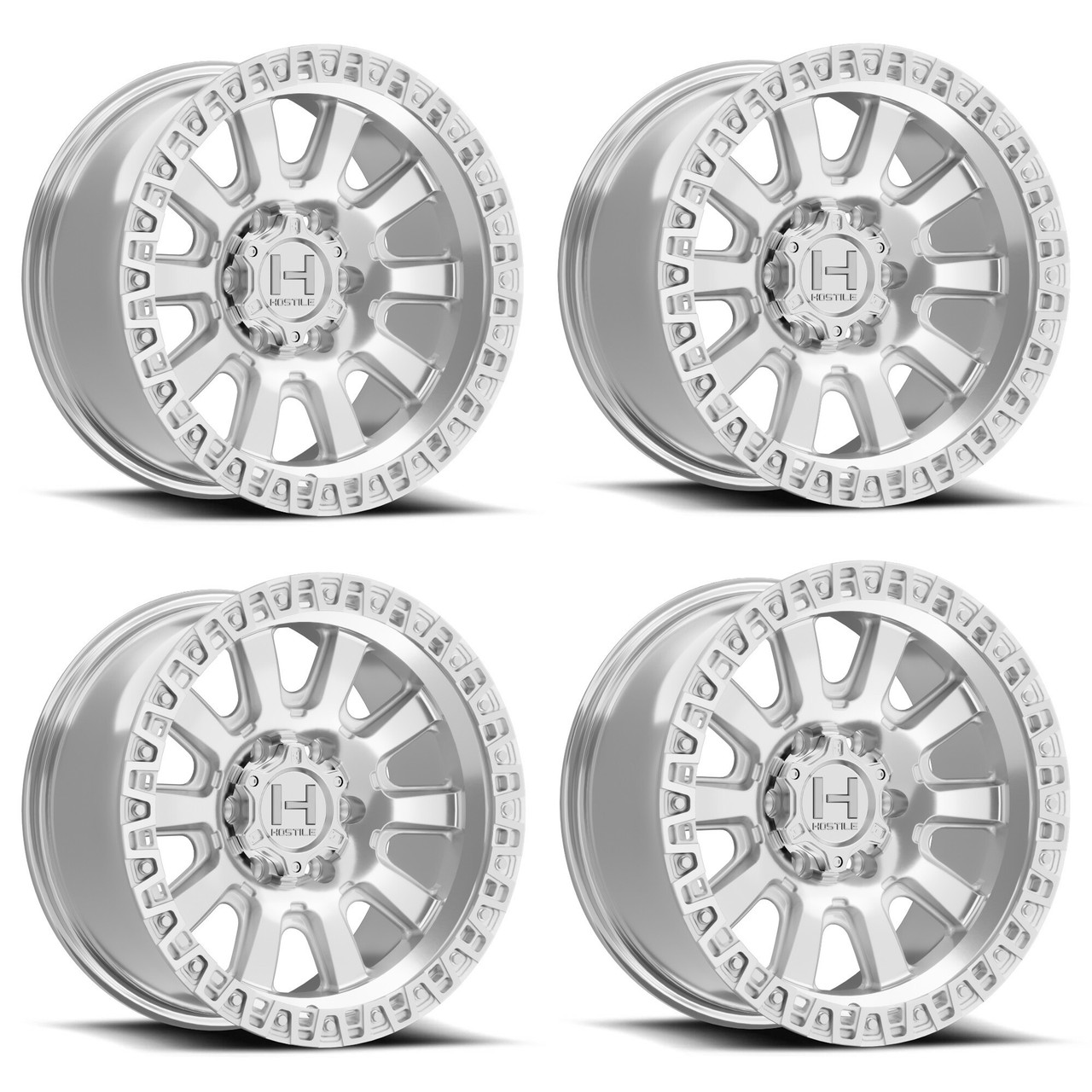 Set 4 20" Hostile H138 Crawler Machined 20x9 Wheels 6x135 12mm Truck Suv Rims