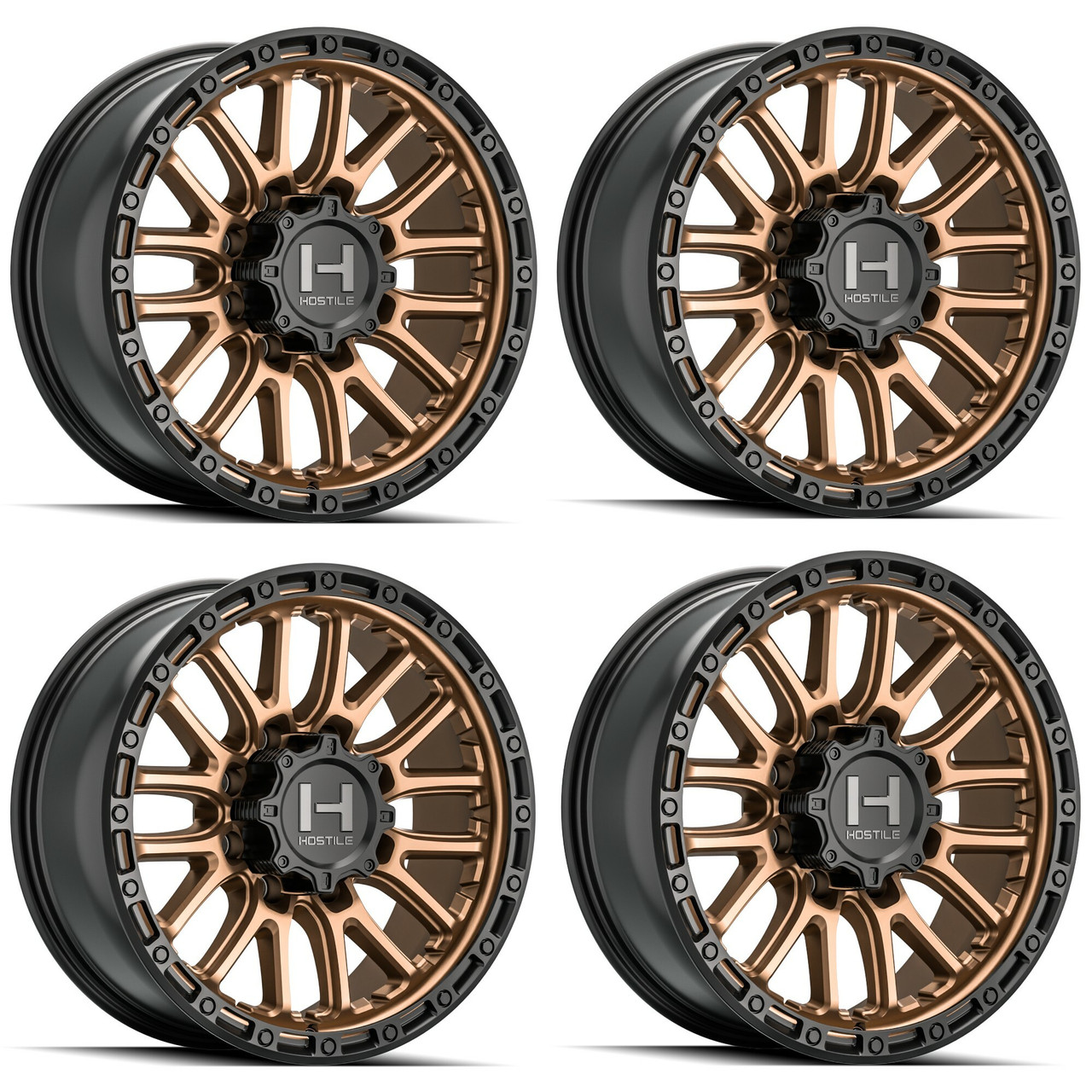 Set 4 20" Hostile H135 Ridgecrest Bronze 20x9 Wheels 8x180 1mm For Chevy GMC Rim