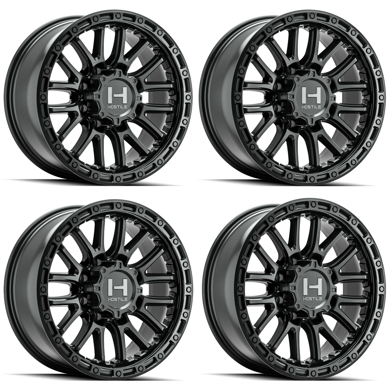 Set 4 20" Hostile H135 Ridgecrest Asphalt 20x9 Wheels 6x5.5 1mm Truck Suv Rims