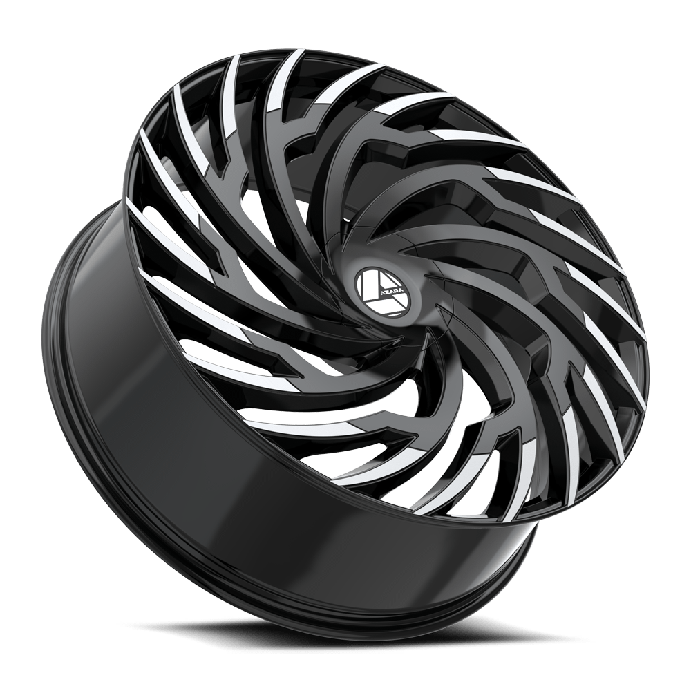 Set 4 22" Azara AZA-524 Gloss Black Machined 22x8.5 Wheels 5x112 5x4.5 38mm Rims