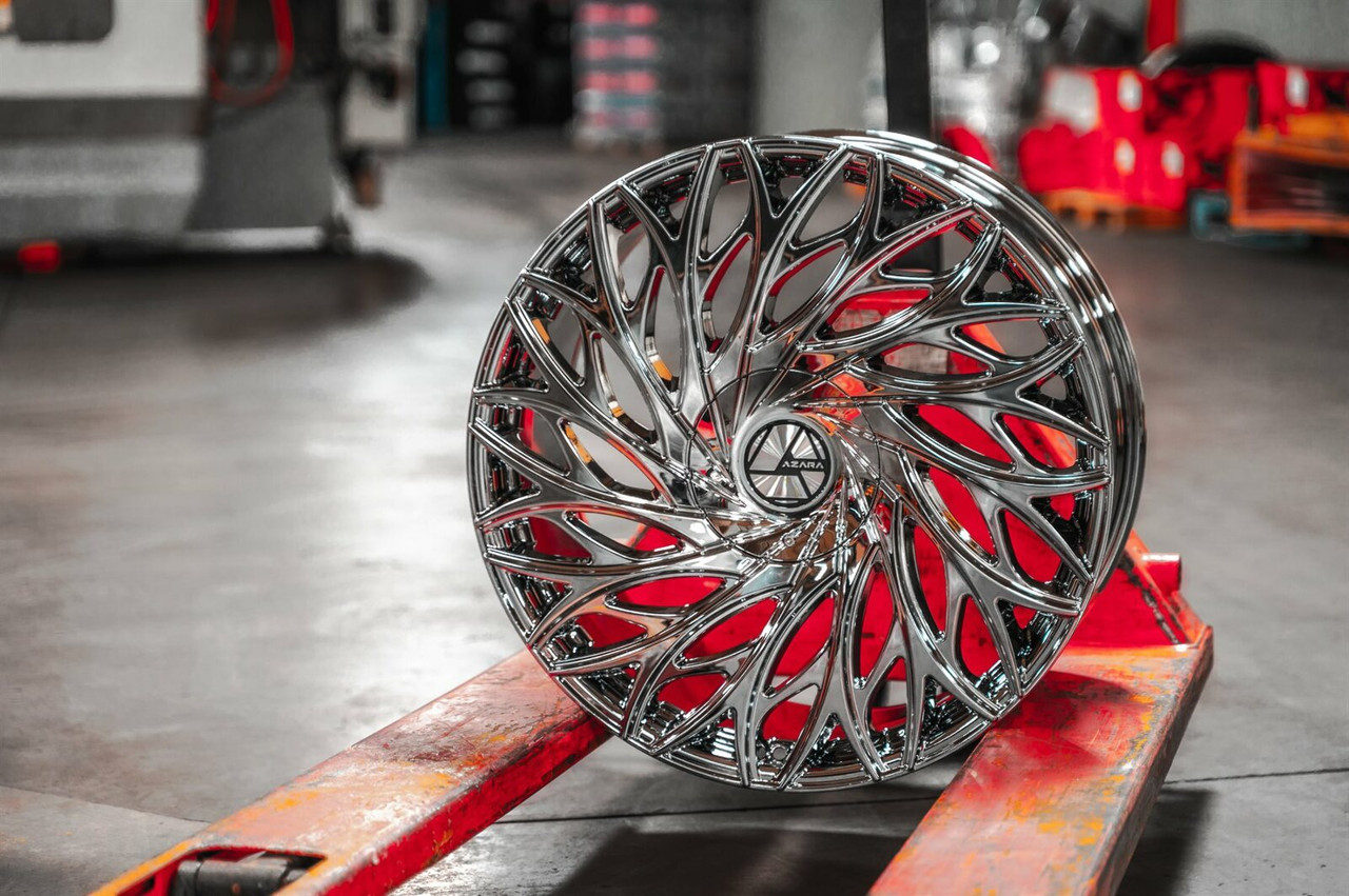 Set 4 24" Azara AZA-525 Nano Chrome 24x9 Wheels 5x115 5x120 15mm Rims