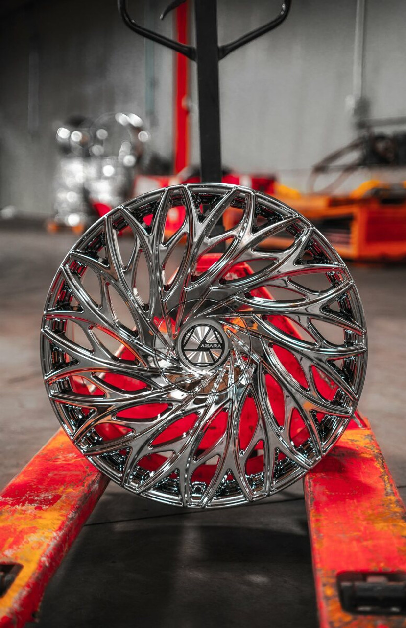 Set 4 24" Azara AZA-525 Nano Chrome 24x9 Wheels 6x135 6x5.5 22mm For Chevy Ford