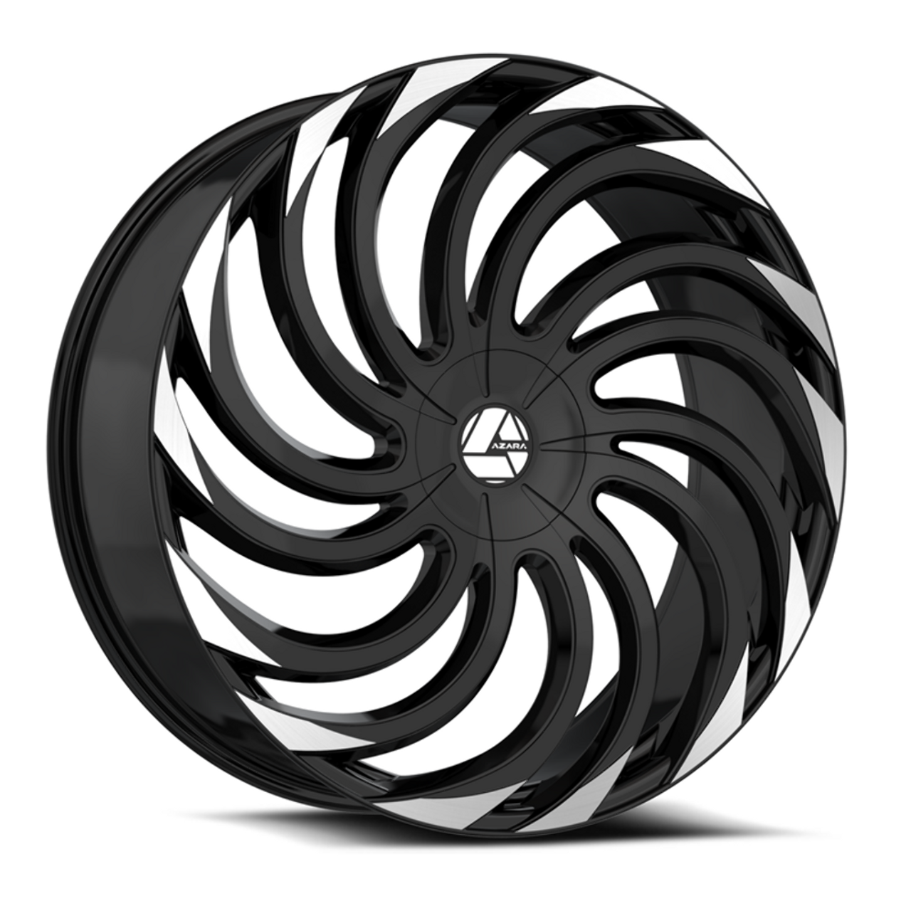 24" Azara AZA-534 Gloss Black & Machined 24x9 Wheel 5x115 5x120 15mm Rim