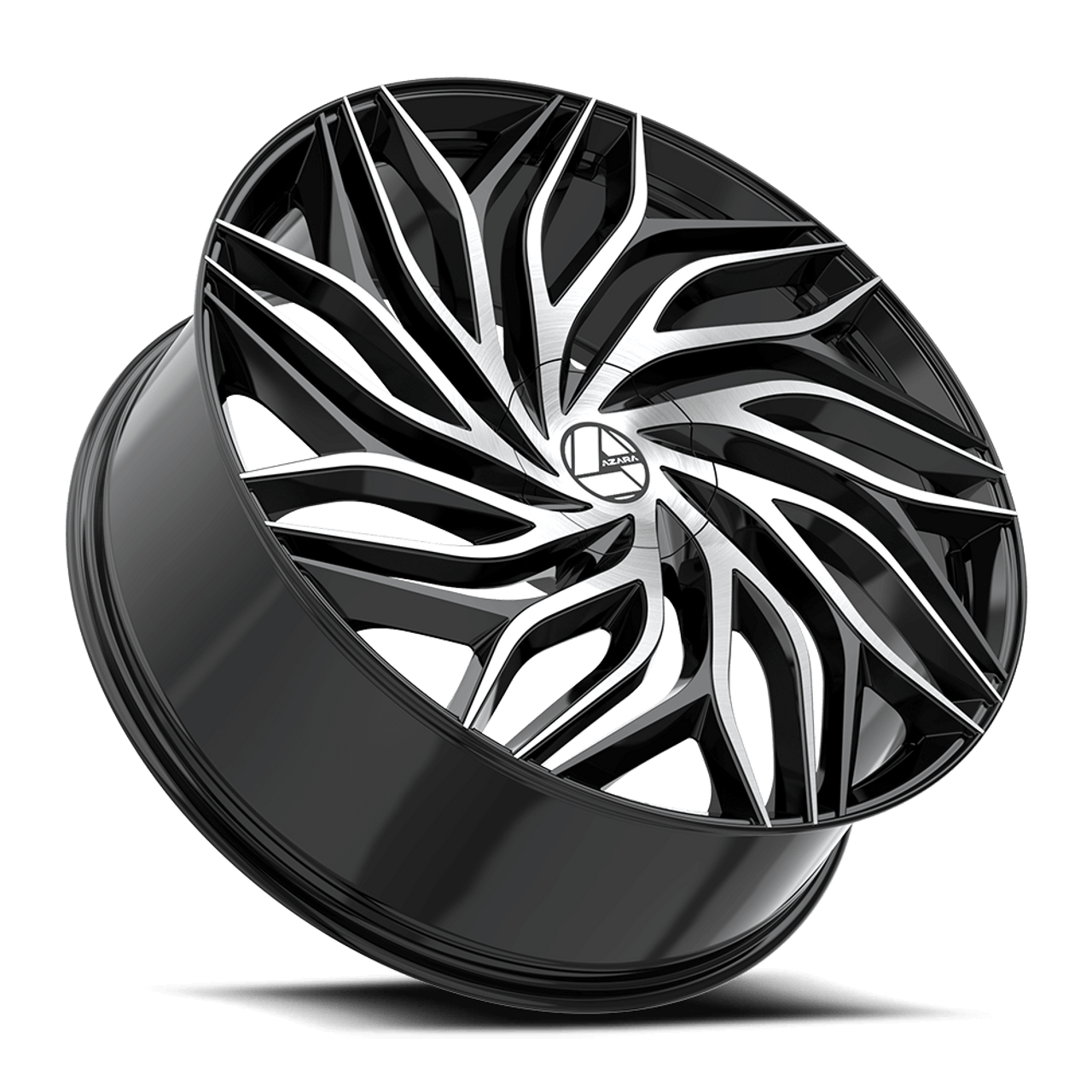 24" Azara AZA-537 Gloss Black & Machined 24x9 Wheel 5x115 5x120 15mm Rim