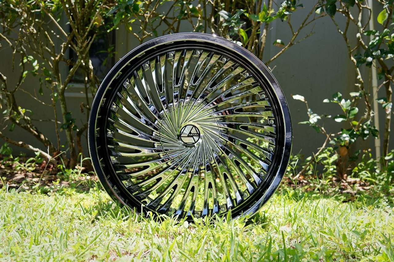 Set 4 26" Azara AZA-526 Nano Chrome 26x9.5 Wheels 5x115 5x120 32mm Rims