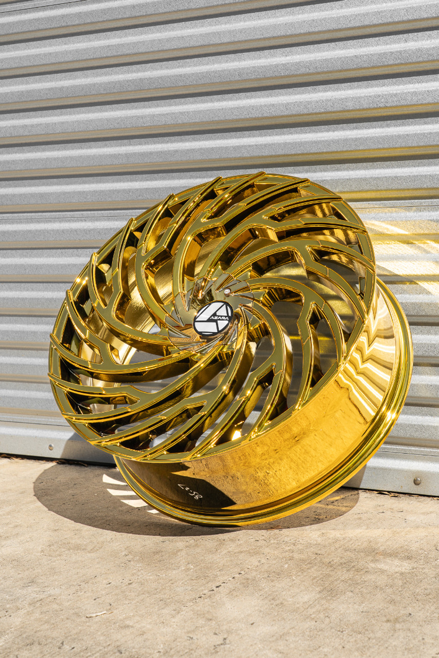 24" Azara AZA-536 Nano Gold 24x9 Wheel 5x115 5x120 15mm Rim