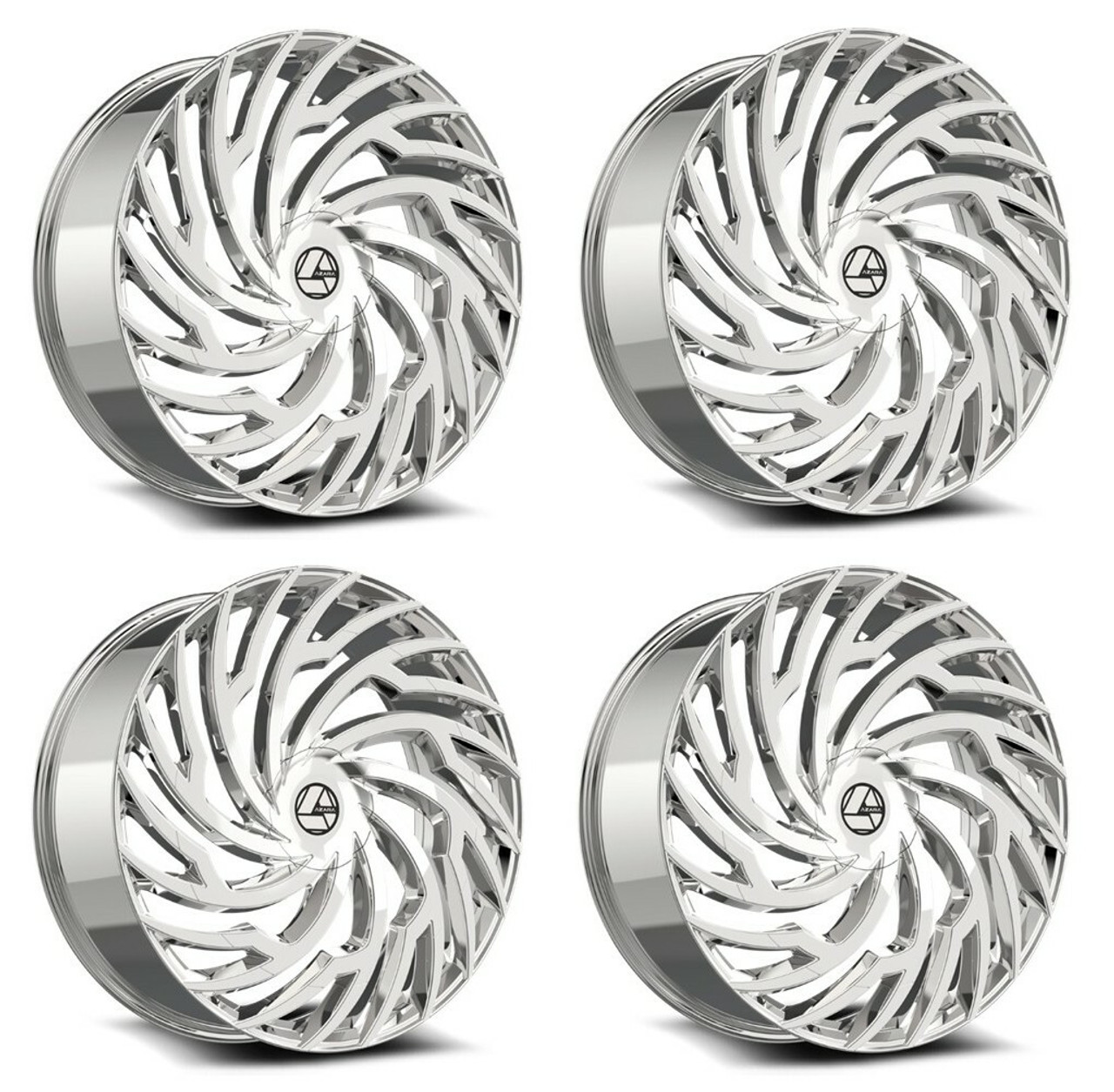 Set 4 22" Azara AZA-525 Nano Chrome 22x8.5 Wheels 5x112 5x4.5 38mm Rims