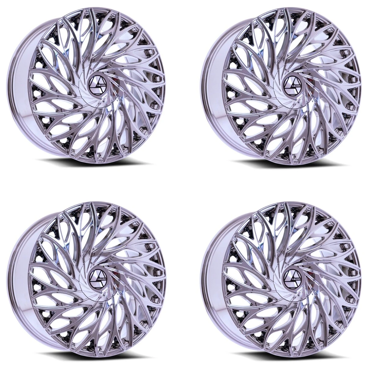 Set 4 22" Azara AZA-525 Nano Chrome 22x8.5 Wheels 5x112 5x4.5 38mm Rims