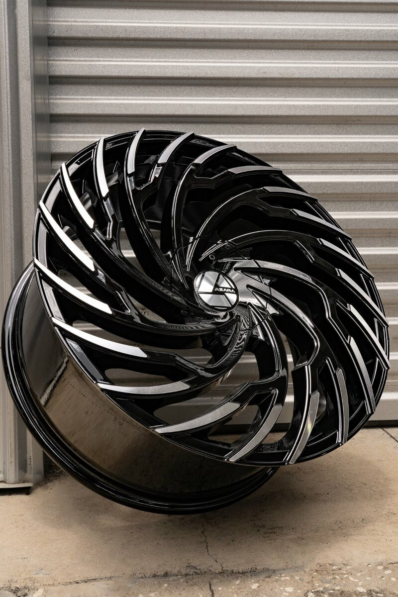 22" Azara AZA-524 Gloss Black & Machined 22x8.5 Wheel 5x112 5x4.5 38mm Rim