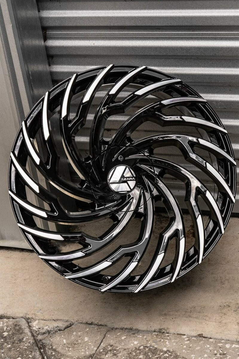 22" Azara AZA-524 Gloss Black & Machined 22x8.5 Wheel 5x112 5x4.5 38mm Rim