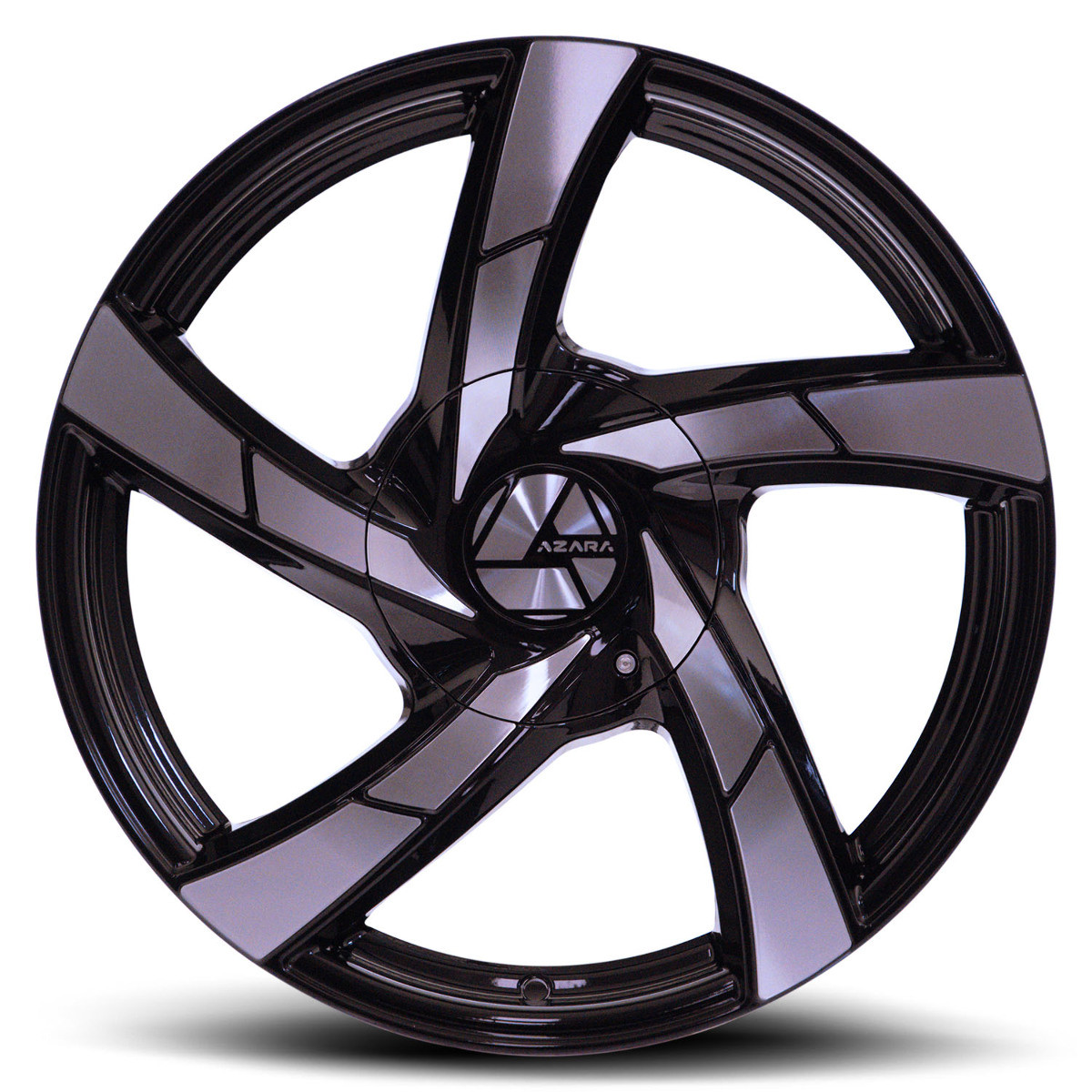 22" Azara AZA-524 Gloss Black & Machined 22x8.5 Wheel 5x112 5x4.5 38mm Rim