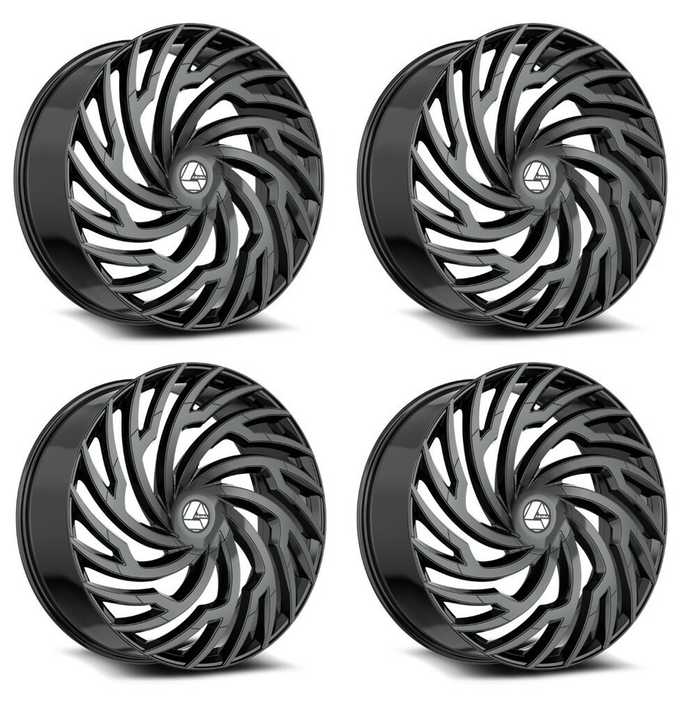 Set 4 22" Azara AZA-536 Gloss Black 22x8.5 Wheels 5x4.5 5x120 38mm Rims