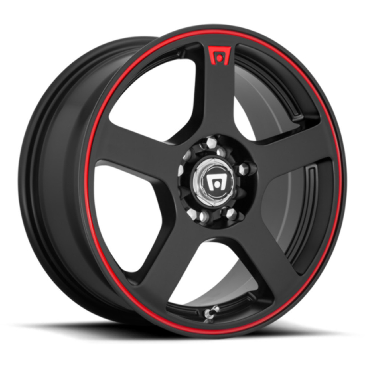 Motegi MR116 FS5 16x7 5x100 5x4.5 Matte Black Red Racing Stripe Wheel 16" 40mm