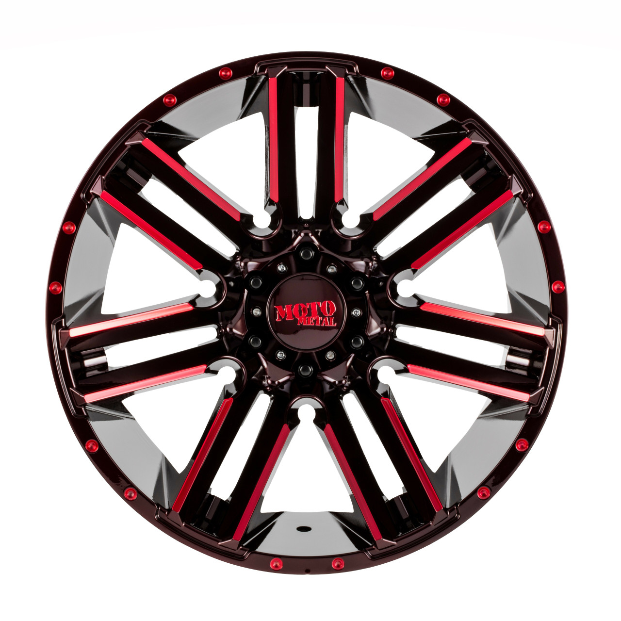 Moto Metal MO978 Razor 20x10 5x5.0 Satin  Black Machined Red Wheel 20" -24mm