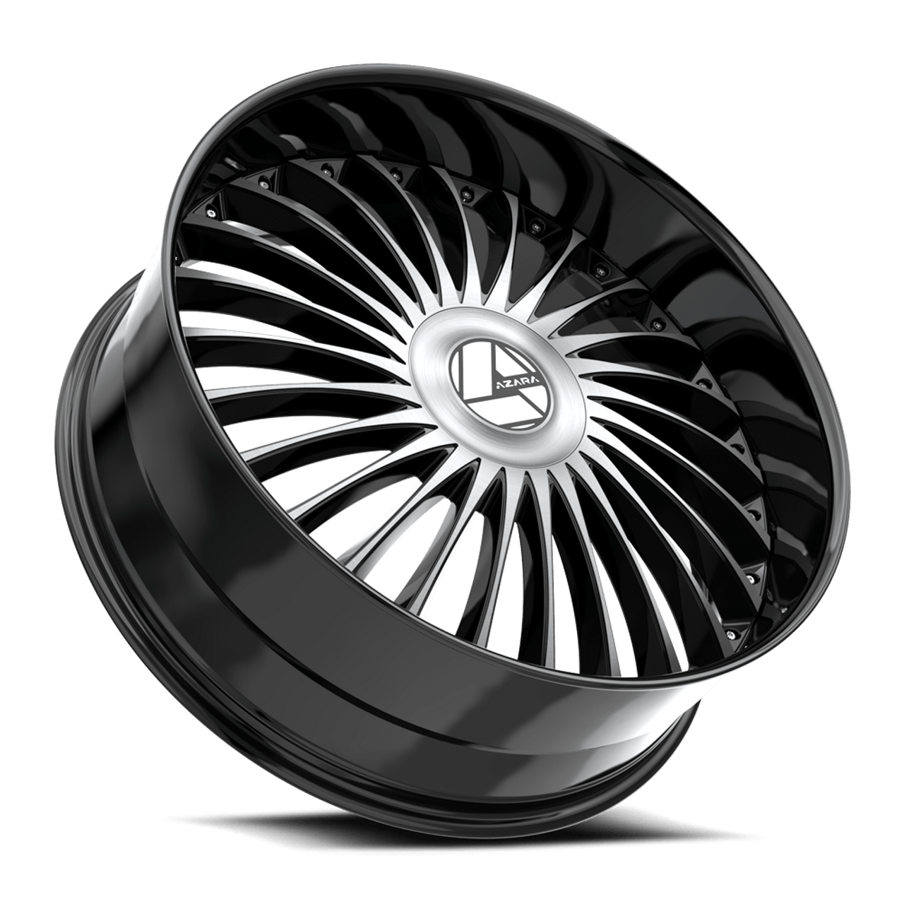 20" Azara AZX-103 Gloss Black & Machined 20x8.5 Wheel 5x112 5x4.5 35mm Rim
