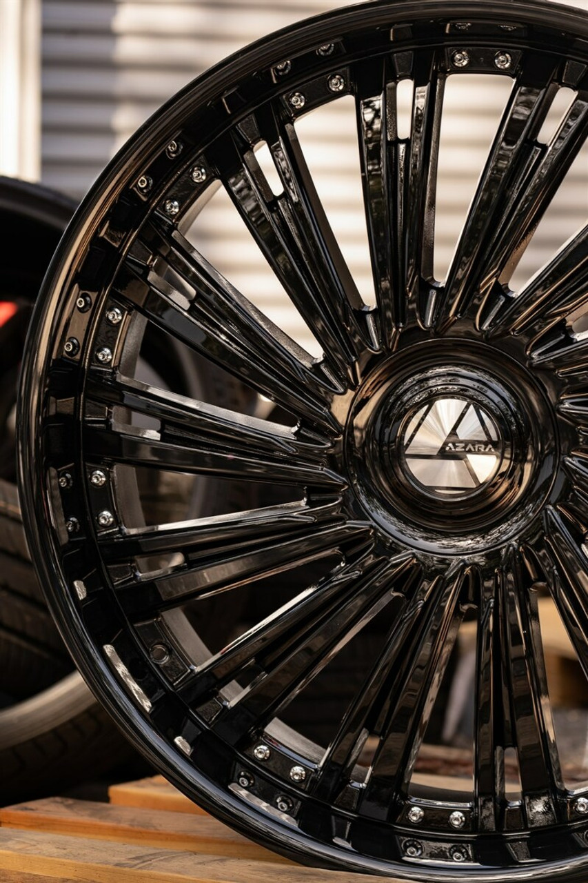 Set 4 24" Azara AZX-102 Gloss Black 24x9 Wheels 5x115 5x120 32mm Rims