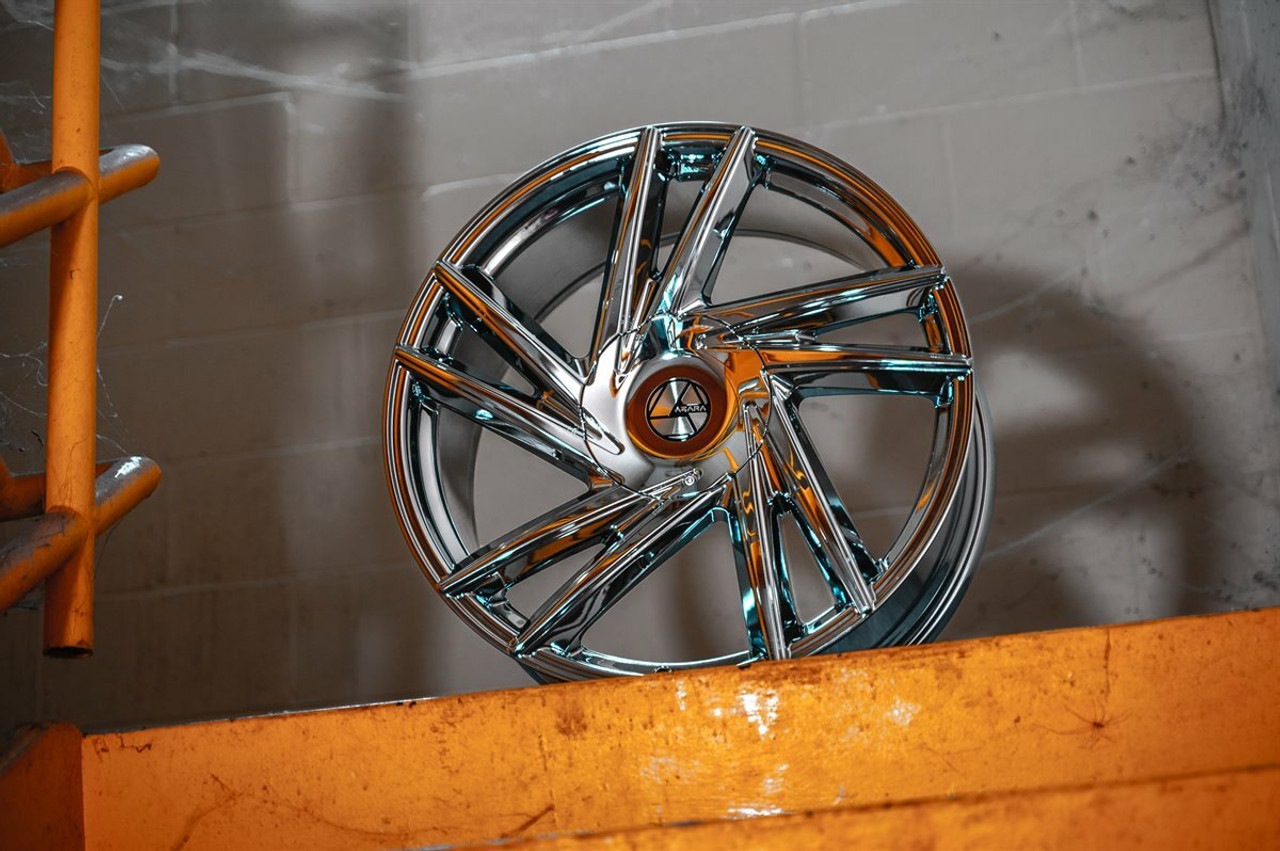 Set 4 20" Azara AZA-529 Nano Chrome 20x8.5 Wheels 5x108 5x4.5 35mm Rims