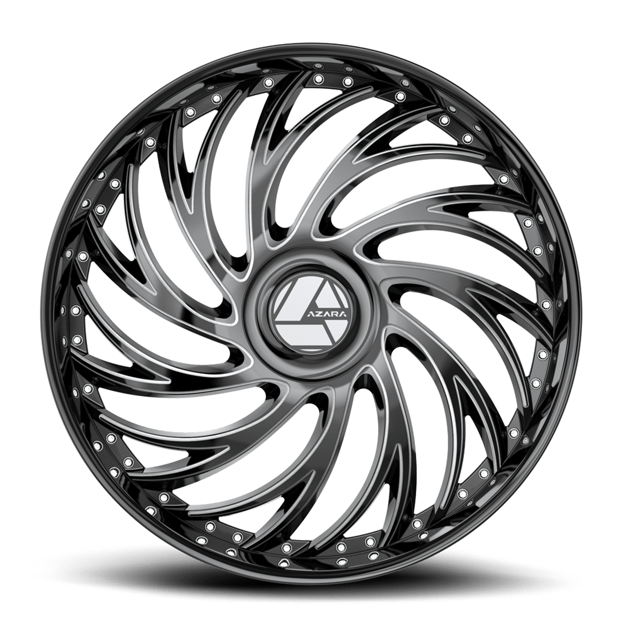 Set 4 28" Azara AZX-101 Gloss Black & Milled 28x9.5 Wheels 6x135 6x5.5 22mm Rims