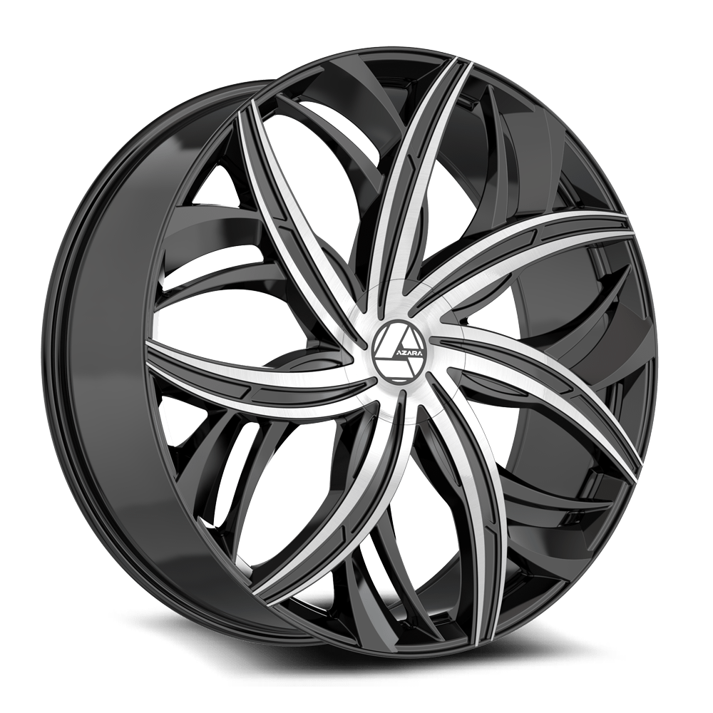 22" Azara AZA-541 Gloss Black & Machined 22x8.5 Wheel 5x4.5 5x120 38mm Rim