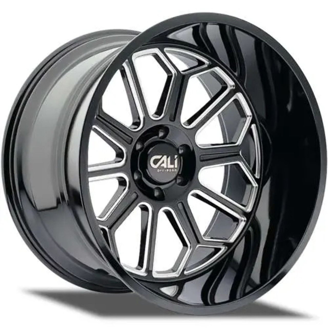 20" Cali Off-Road Auburn Gloss Black Milled 20x10 Wheel 6x5.5 Rim -25mm
