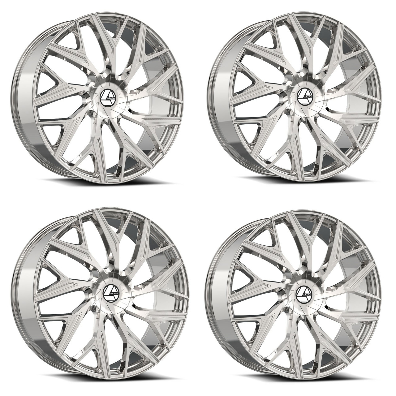 Set 4 20" Azara AZA-527 Nano Chrome 20x8.5 Wheels 5x4.5 5x120 35mm Rims