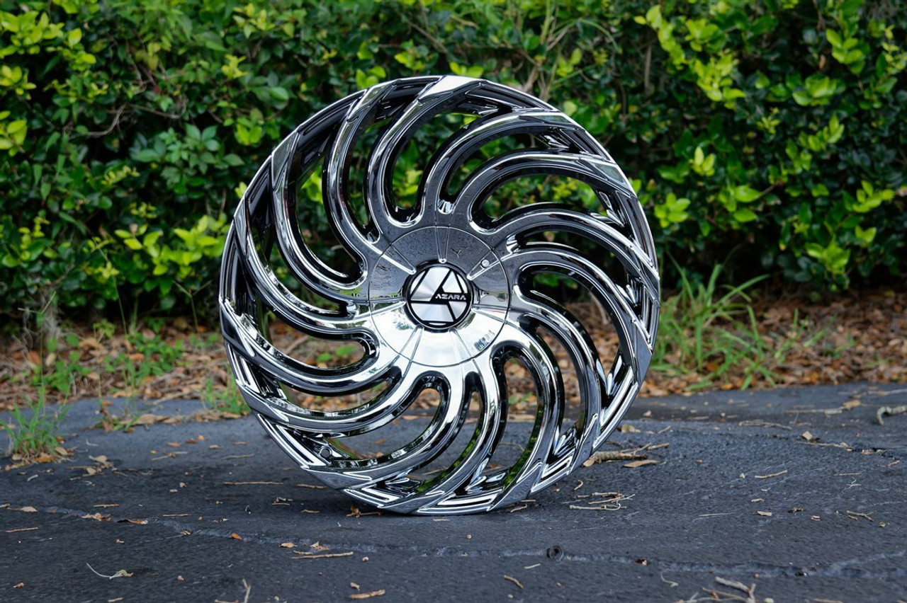 Set 4 28" Azara AZA-534 Chrome 28x9.5 Wheels 6x135 6x5.5 22mm Rim For Chevy Ford