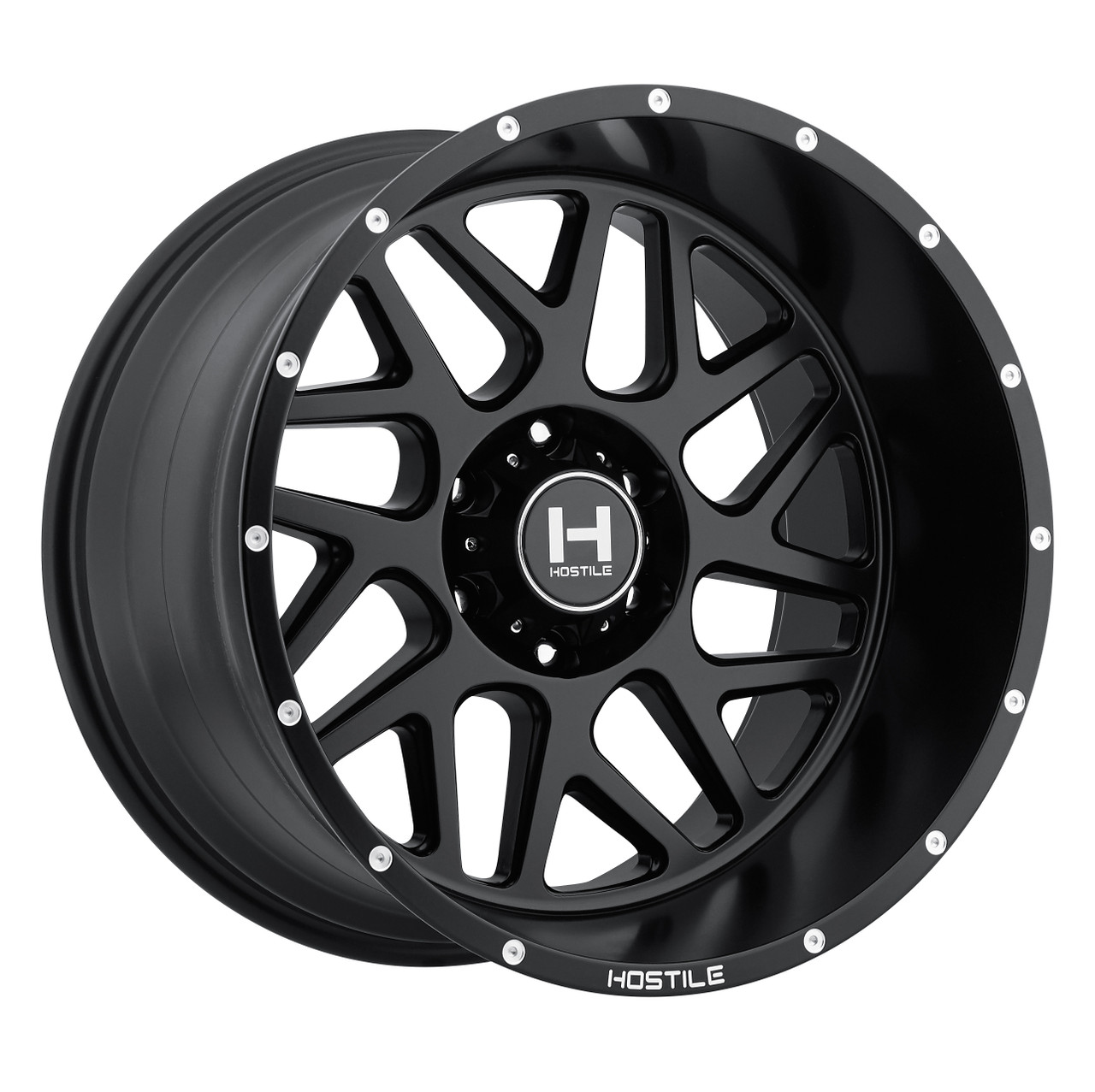 22" Hostile H108 Sprocket Asphalt 22x10 6x5.5 -25mm For Chevy GMC Ram Cadillac