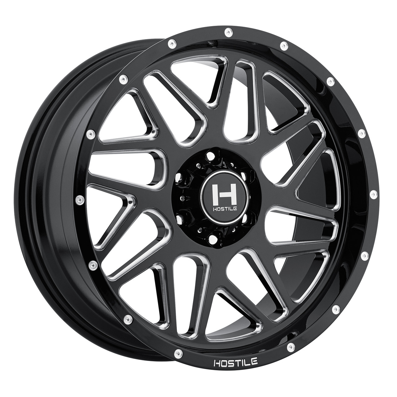 Set 4 20" Hostile H108 Sprocket Blade Cut 20x12 Wheels 5x5 -44mm Lifted Rims